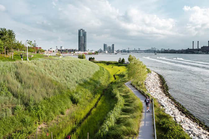 The landscape of river entrance and the greening of river embankment