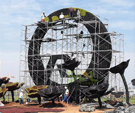 Installation process of three-dimensional flower bed